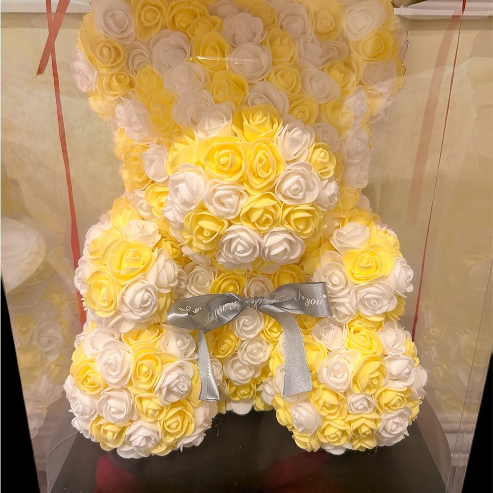 Yellow and White Rose Teddy Bear